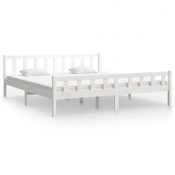 Cadre de lit blanc bois massif 200x200 cm