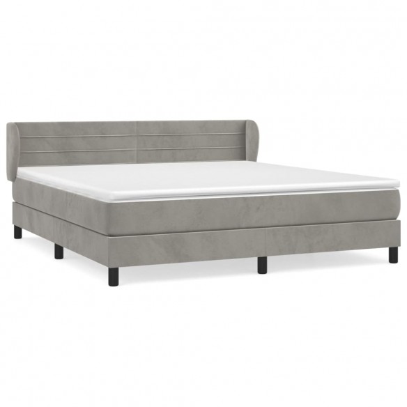 Cadre de lit et matelas Gris clair 180x200cm Velours