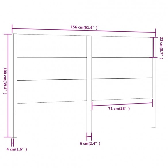 Tête de lit Blanc 156x4x100 cm Bois massif de pin