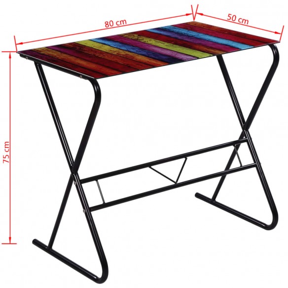 Bureau en verre à motif d'arc-en-ciel