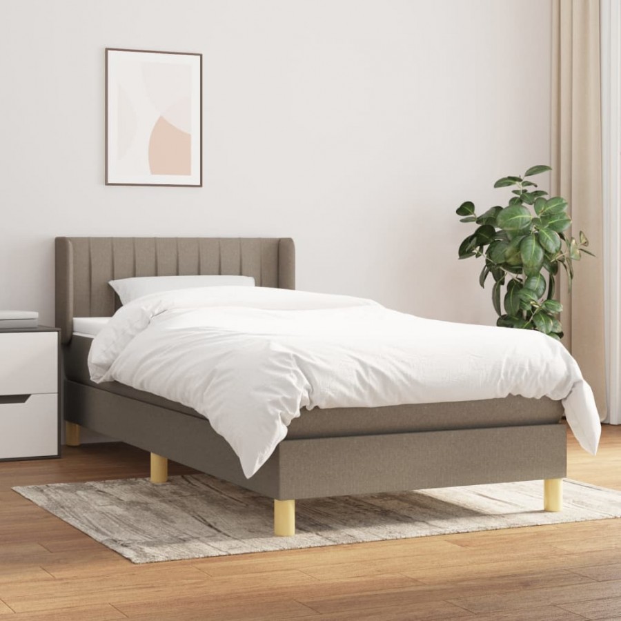 Cadre de lit avec matelas Taupe 100x200 cm Tissu