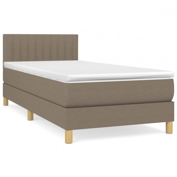 Cadre de lit avec matelas Taupe 100x200 cm Tissu