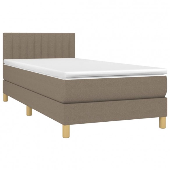 Cadre de lit avec matelas Taupe 100x200 cm Tissu