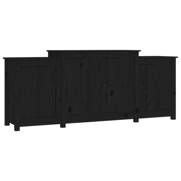 Buffet Noir 164x37x68 cm Bois massif de pin