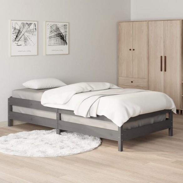 Lit empilable Gris 100x200 cm Bois de pin massif