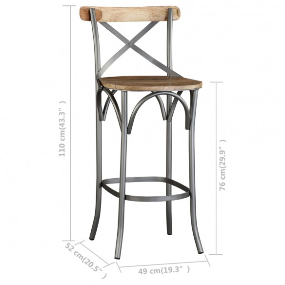 Tabouret de bar Bois de manguier massif