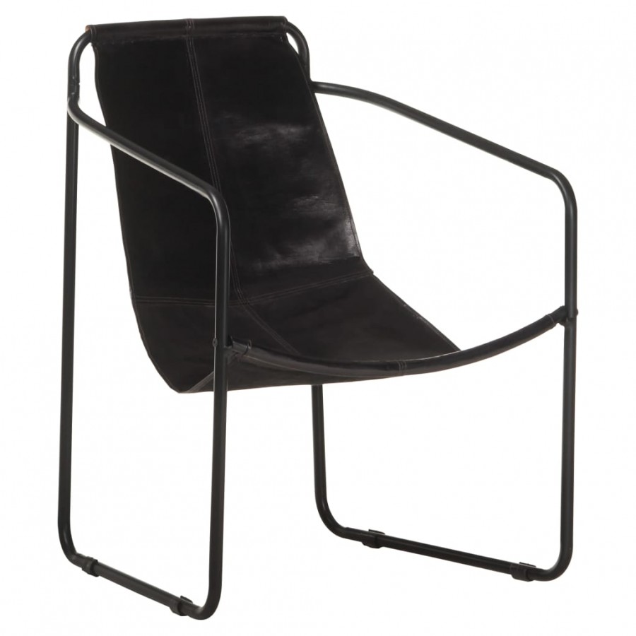 Fauteuil de relaxation Noir Cuir véritable