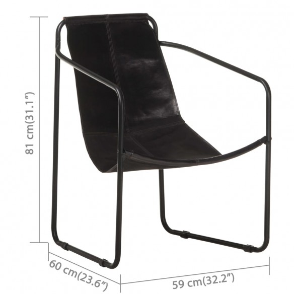 Fauteuil de relaxation Noir Cuir véritable