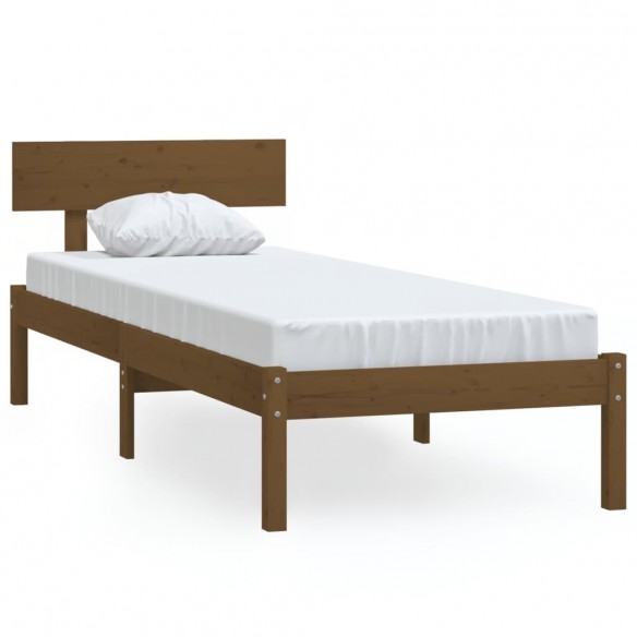 Cadre de lit Marron miel Bois de pin massif 90x190 cm UK simple