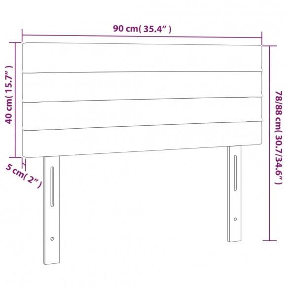 Tête de lit à LED Crème 90x5x78/88 cm Tissu