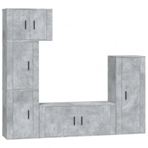 Ensemble de meubles TV 5 pcs Gris béton Bois d'ingénierie