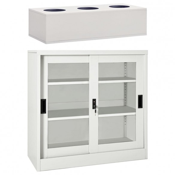 Armoire à portes coulissantes avec jardinière Gris clair Acier