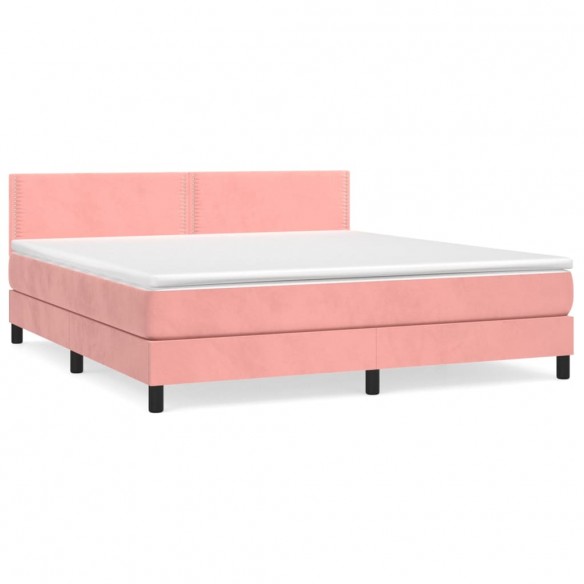 Cadre de lit avec matelas Rose 160x200 cm Velours