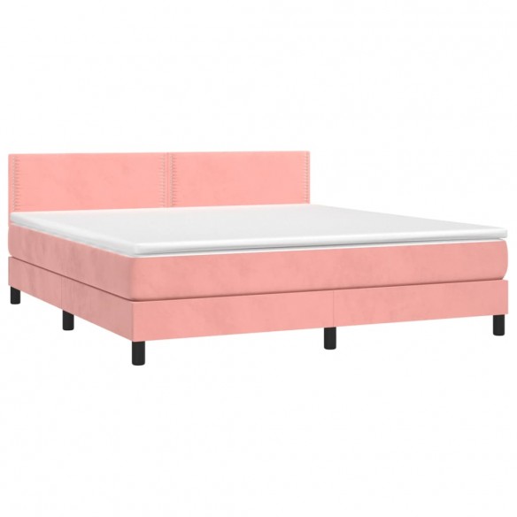 Cadre de lit avec matelas Rose 160x200 cm Velours