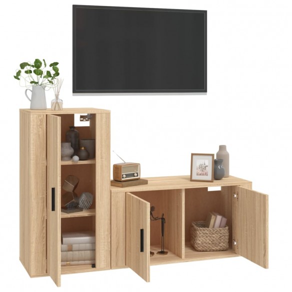 Ensemble de meubles TV 2 pcs chêne sonoma bois d'ingénierie