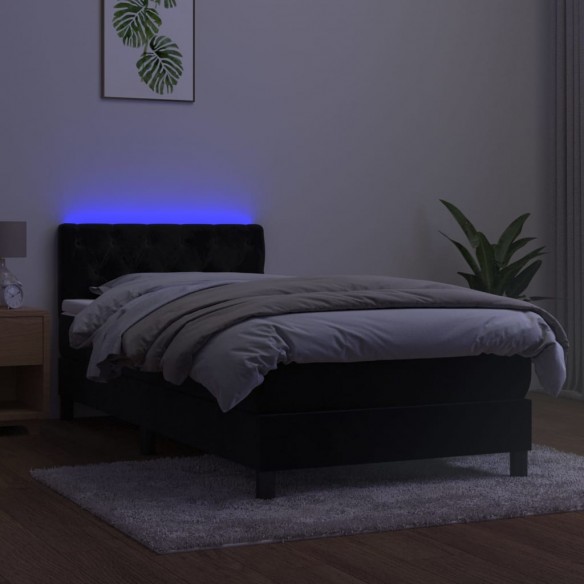 Cadre de lit avec matelas et LED Noir 80x200cm