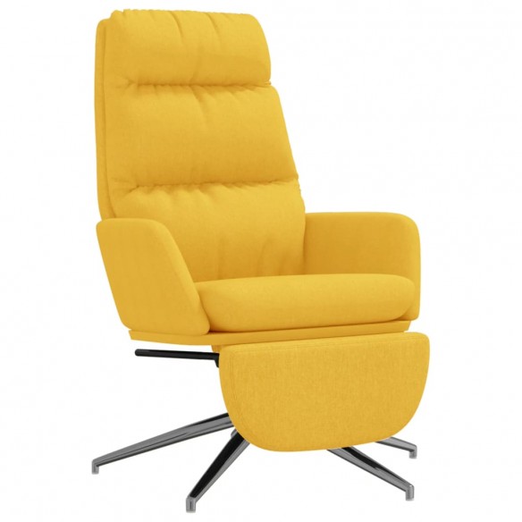 Chaise de relaxation avec repose-pied Jaune moutarde Tissu