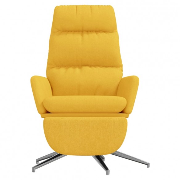 Chaise de relaxation avec repose-pied Jaune moutarde Tissu