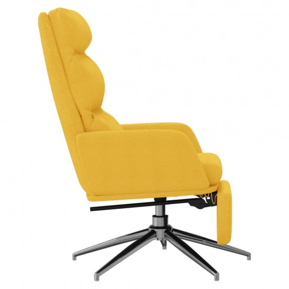 Chaise de relaxation avec repose-pied Jaune moutarde Tissu