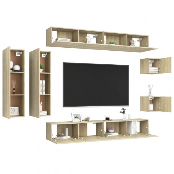 Ensemble de meuble TV 8 pcs Chêne sonoma Aggloméré