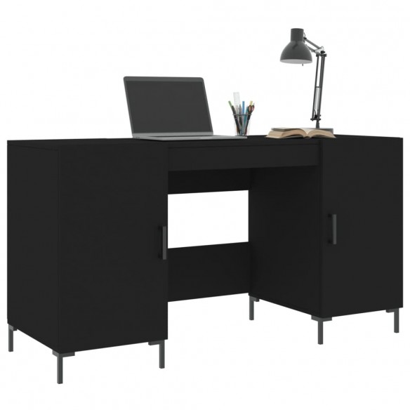 Bureau noir 140x50x75 cm bois d'ingénierie