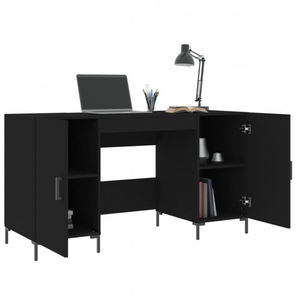 Bureau noir 140x50x75 cm bois d'ingénierie