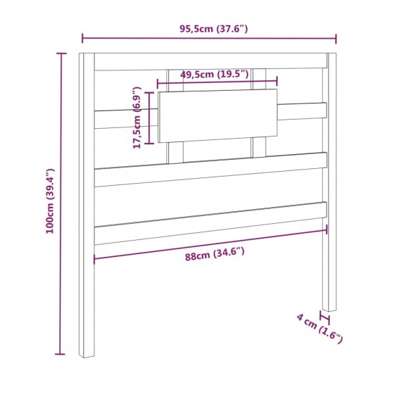 Tête de lit Gris 95,5x4x100 cm Bois massif de pin