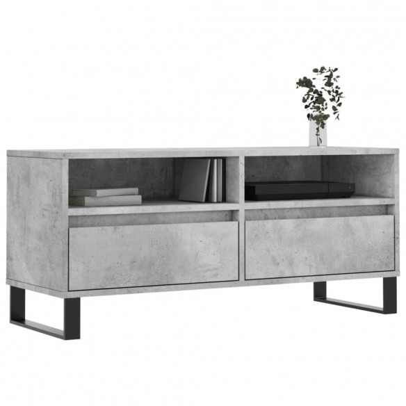 Meuble TV gris béton 100x34,5x44,5 cm bois d'ingénierie