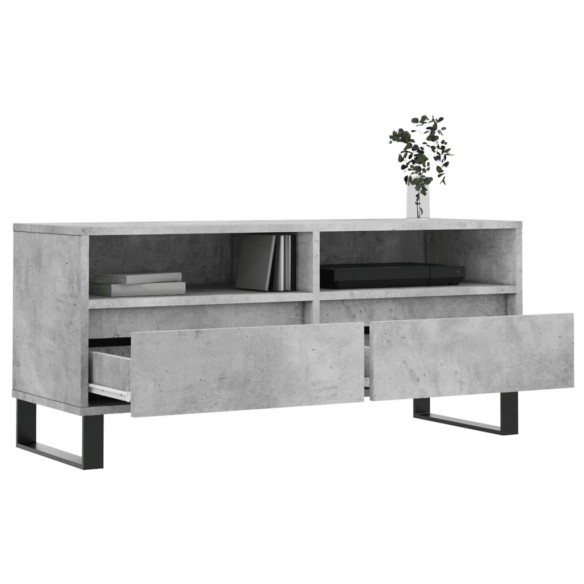 Meuble TV gris béton 100x34,5x44,5 cm bois d'ingénierie