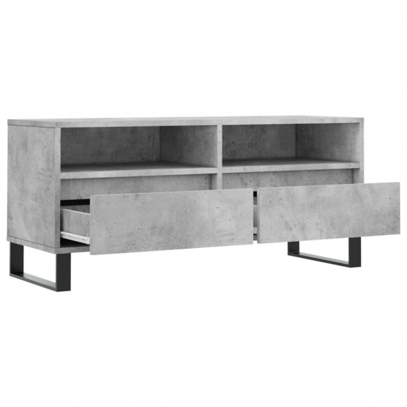 Meuble TV gris béton 100x34,5x44,5 cm bois d'ingénierie