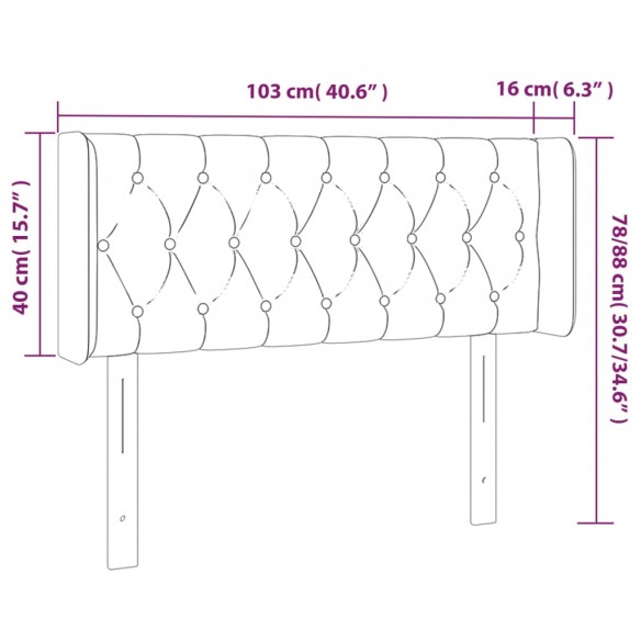 Tête de lit à LED Vert 103x16x78/88 cm Tissu