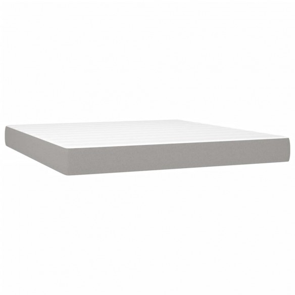 Cadre de lit avec matelas Gris clair 160x200cm Tissu