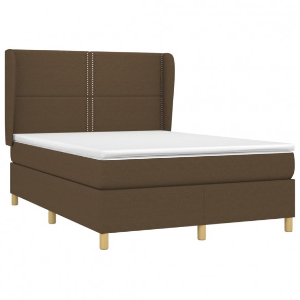 Cadre de lit avec matelas Marron foncé 140x190 cm