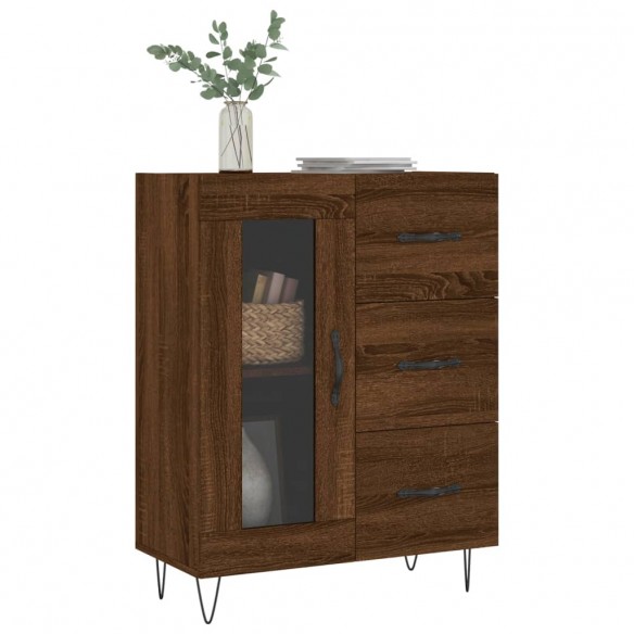 Buffet chêne marron 69,5x34x90 cm bois d'ingénierie