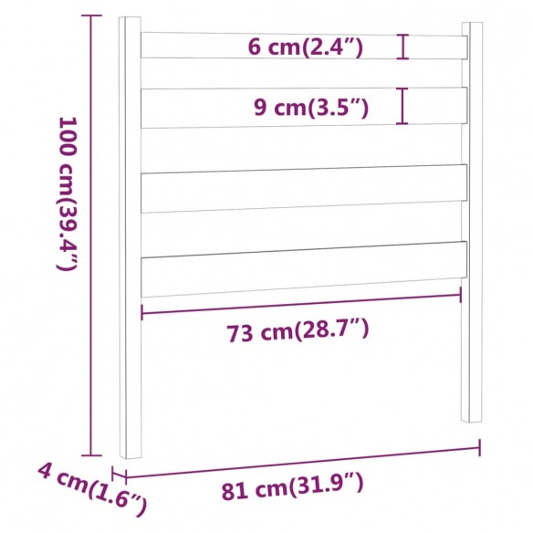 Tête de lit Marron miel 81x4x100 cm Bois massif de pin