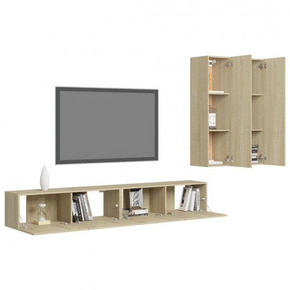 Ensemble de meubles TV 4 pcs Chêne sonoma Aggloméré