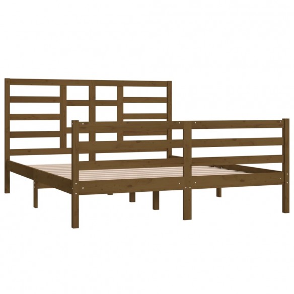 Cadre de lit Marron miel Bois de pin massif 160x200 cm