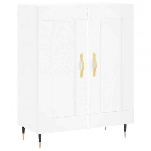 Buffet Blanc brillant 69,5x34x90 cm Bois d'ingénierie