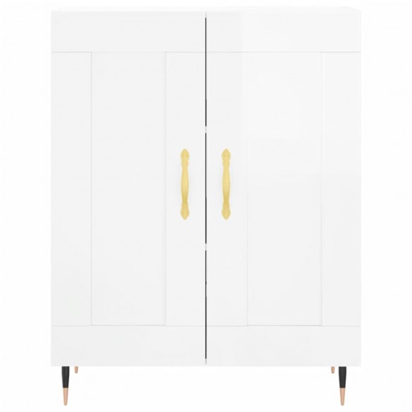 Buffet Blanc brillant 69,5x34x90 cm Bois d'ingénierie