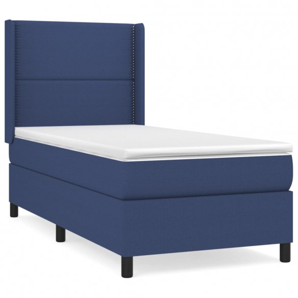 Cadre de lit avec matelas Bleu 80x200 cm Tissu