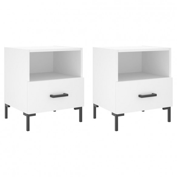 Tables de chevet 2 pcs blanc 40x35x47,5 cm bois d’ingénierie