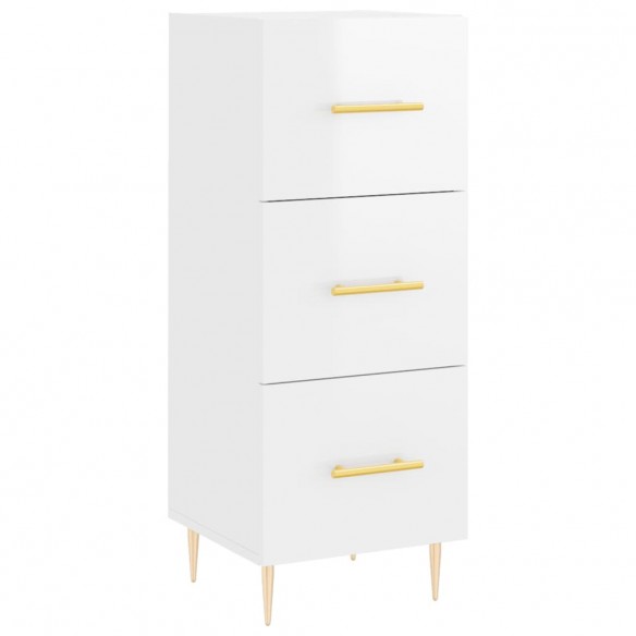 Buffet Blanc brillant 34,5x34x90 cm Bois d'ingénierie