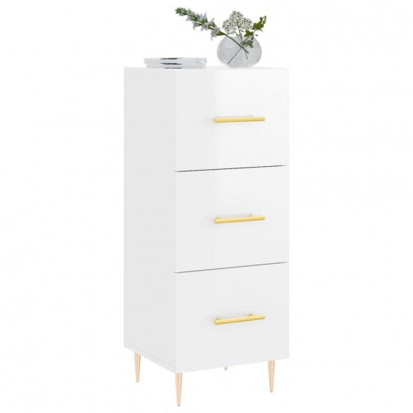 Buffet Blanc brillant 34,5x34x90 cm Bois d'ingénierie