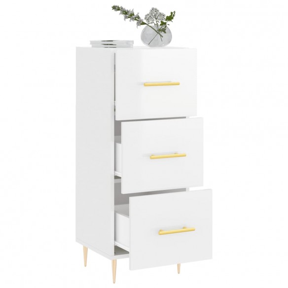 Buffet Blanc brillant 34,5x34x90 cm Bois d'ingénierie