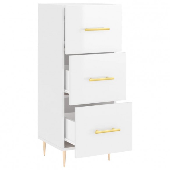 Buffet Blanc brillant 34,5x34x90 cm Bois d'ingénierie