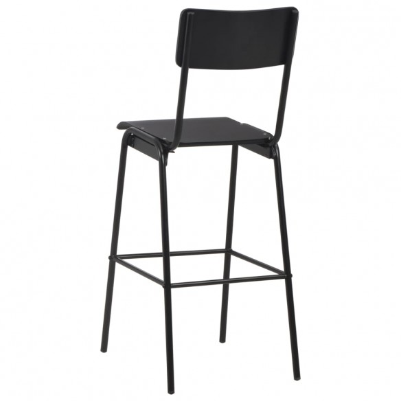 Chaises de bar lot de 2 noir contreplaqué solide et acier