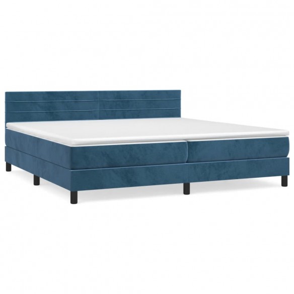 Cadre de lit et matelas Bleu foncé 200x200cm Velours