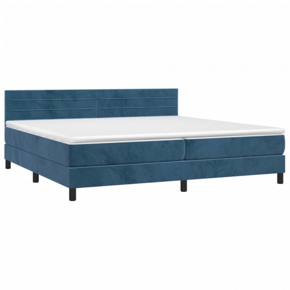 Cadre de lit et matelas Bleu foncé 200x200cm Velours