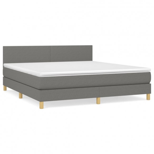 Cadre de lit avec matelas Gris foncé 160x200cm Tissu