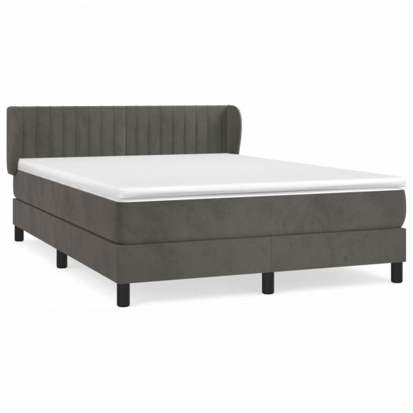 Cadre de lit et matelas Gris foncé 140x200cm Velours